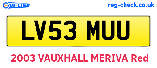 LV53MUU are the vehicle registration plates.