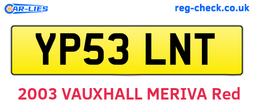 YP53LNT are the vehicle registration plates.