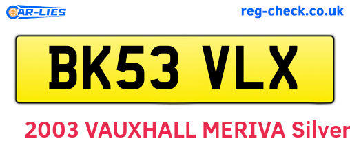 BK53VLX are the vehicle registration plates.