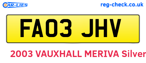 FA03JHV are the vehicle registration plates.