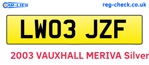 LW03JZF are the vehicle registration plates.