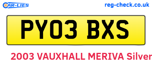 PY03BXS are the vehicle registration plates.