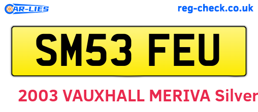 SM53FEU are the vehicle registration plates.