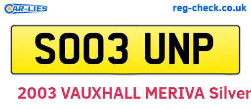 SO03UNP are the vehicle registration plates.