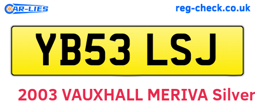 YB53LSJ are the vehicle registration plates.