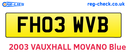 FH03WVB are the vehicle registration plates.