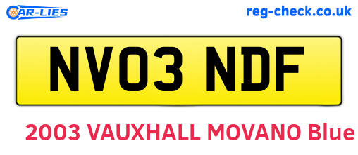 NV03NDF are the vehicle registration plates.