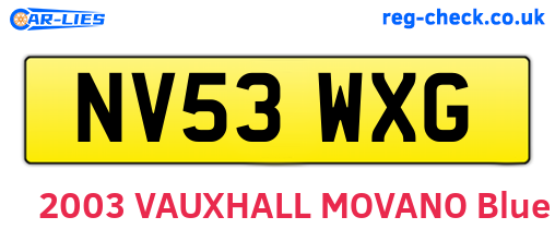 NV53WXG are the vehicle registration plates.