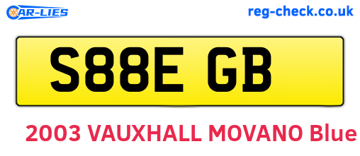 S88EGB are the vehicle registration plates.