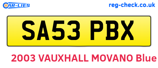 SA53PBX are the vehicle registration plates.