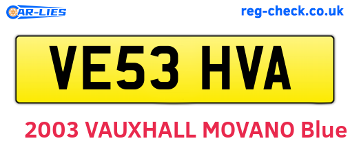 VE53HVA are the vehicle registration plates.