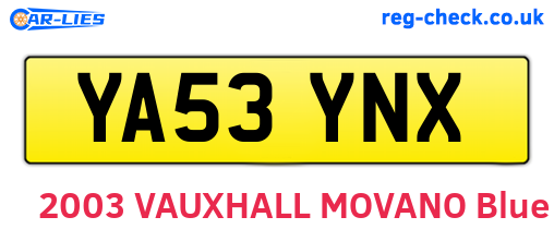 YA53YNX are the vehicle registration plates.