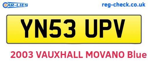 YN53UPV are the vehicle registration plates.