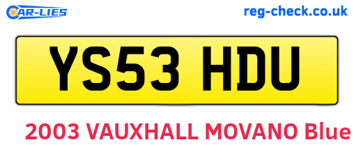 YS53HDU are the vehicle registration plates.