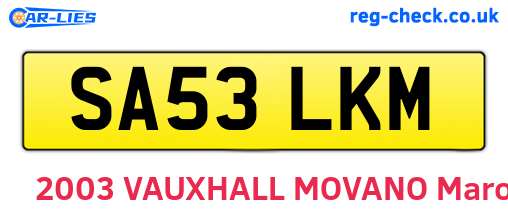 SA53LKM are the vehicle registration plates.