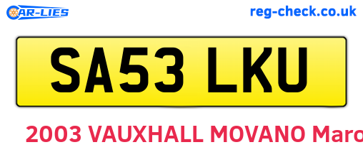 SA53LKU are the vehicle registration plates.
