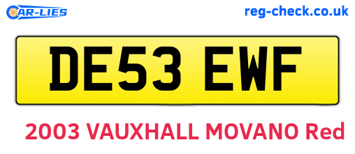 DE53EWF are the vehicle registration plates.