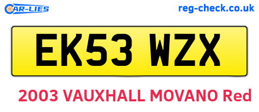 EK53WZX are the vehicle registration plates.