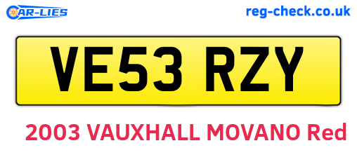 VE53RZY are the vehicle registration plates.