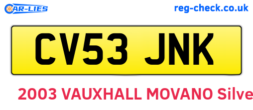 CV53JNK are the vehicle registration plates.