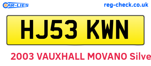 HJ53KWN are the vehicle registration plates.