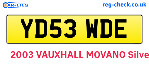 YD53WDE are the vehicle registration plates.
