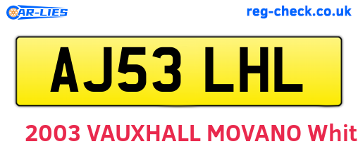 AJ53LHL are the vehicle registration plates.