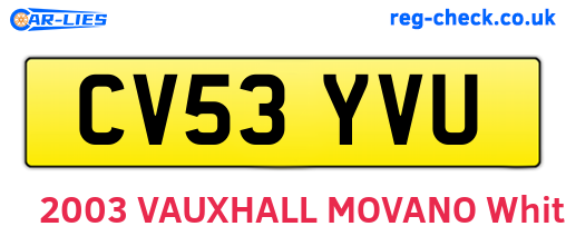 CV53YVU are the vehicle registration plates.