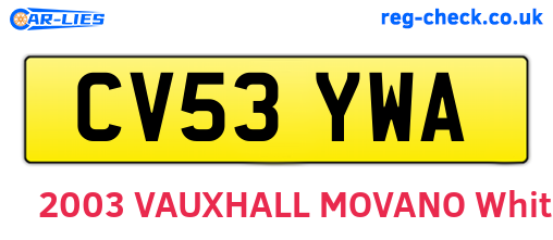 CV53YWA are the vehicle registration plates.