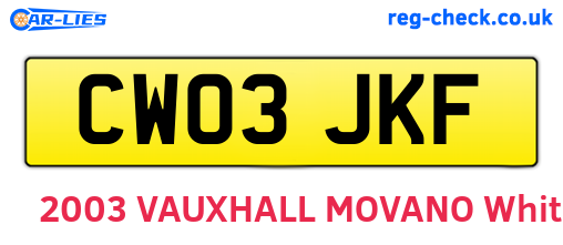 CW03JKF are the vehicle registration plates.