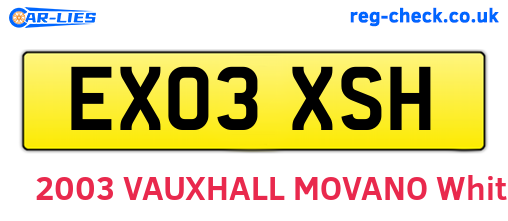 EX03XSH are the vehicle registration plates.