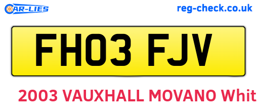 FH03FJV are the vehicle registration plates.