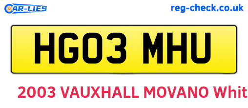 HG03MHU are the vehicle registration plates.