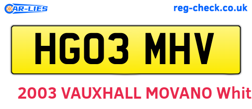 HG03MHV are the vehicle registration plates.