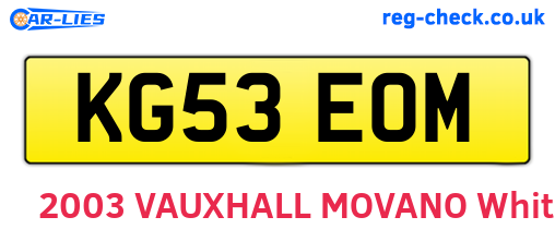 KG53EOM are the vehicle registration plates.