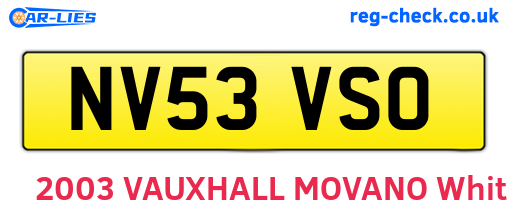NV53VSO are the vehicle registration plates.