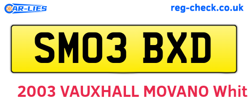 SM03BXD are the vehicle registration plates.