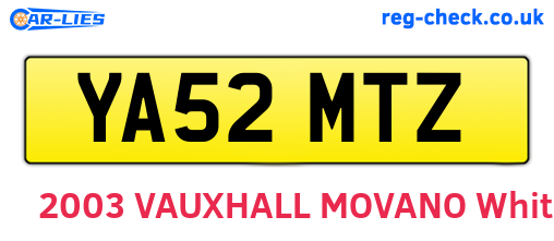 YA52MTZ are the vehicle registration plates.