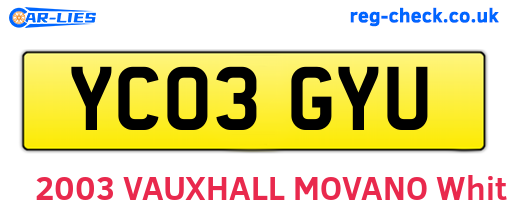YC03GYU are the vehicle registration plates.