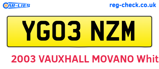 YG03NZM are the vehicle registration plates.