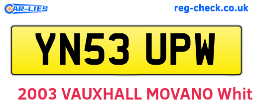 YN53UPW are the vehicle registration plates.