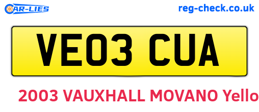 VE03CUA are the vehicle registration plates.