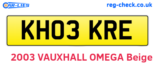 KH03KRE are the vehicle registration plates.