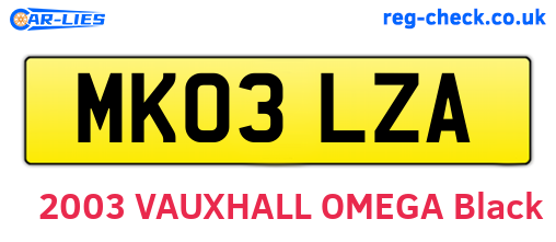 MK03LZA are the vehicle registration plates.