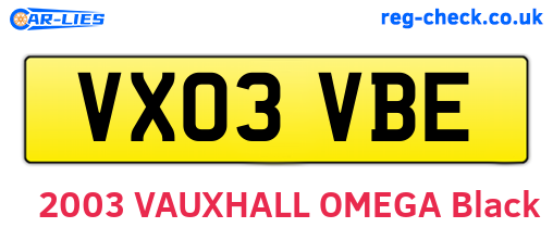 VX03VBE are the vehicle registration plates.