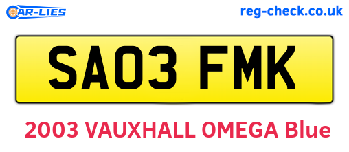 SA03FMK are the vehicle registration plates.
