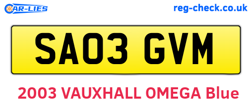 SA03GVM are the vehicle registration plates.
