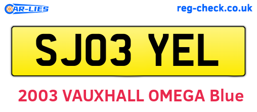 SJ03YEL are the vehicle registration plates.