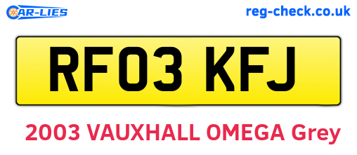 RF03KFJ are the vehicle registration plates.