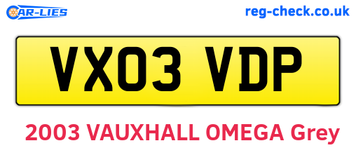 VX03VDP are the vehicle registration plates.